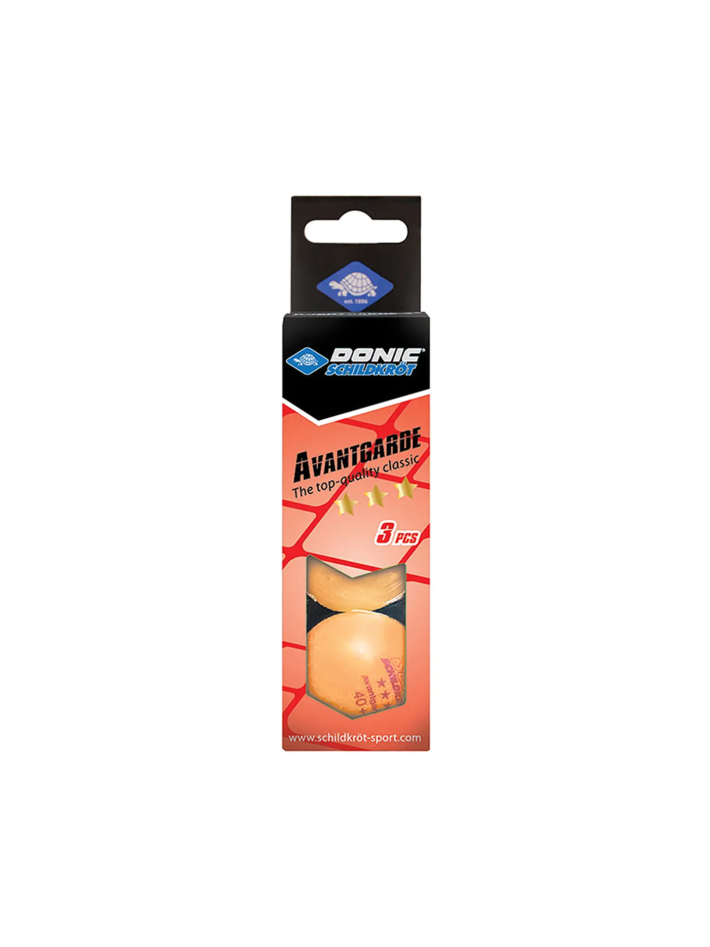 DONIC SCHILDKRÖT | Tischtennisball 3-Stern Avantgarde Poly 40+, 3 Stk. ORANGE | 